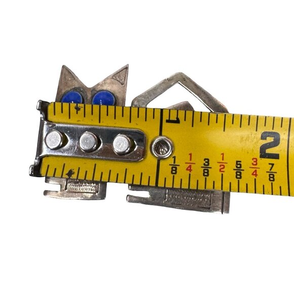 Grafiella Laffi Signed Peruvian Sterling Silver Abstract Cat Brooch Lapis Lazuli - Picture 4 of 6